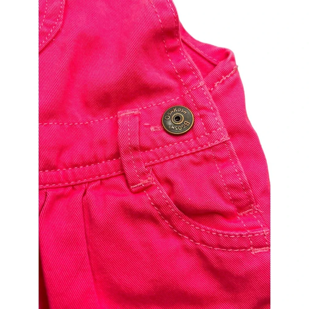 Vtg OshKosh B’Gosh Vestbak Cotton pink Heart Pocket Overalls 9 Months HTF Soft